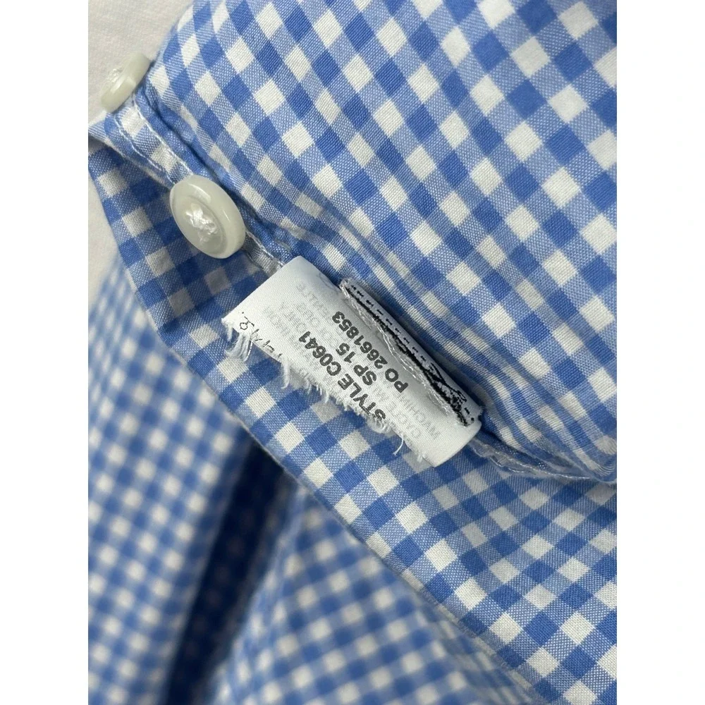 J.Crew Mens Classic Fit Gingham Button Down Shirt Blue White Cotton C0641 Size S